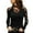 A-Black128, variant on Bibifish Womens T-shirts Slim fit Floral Embroidery Lace up U-neck elegant pullover tees Long Sleeve stretchy tee Tops for Ladies