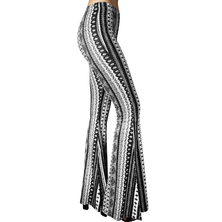 Daisy Del Sol High Waist Gypsy Comfy Yoga Ethnic Tribal Stretch Palazzo 70s  Bell Bottom Fit to Flare Pants 