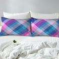 thumbnail image 3 of YST Rainbow Bed Sheets, Colorful Abstract Bedding Set Geometric Pattern with Diamond Polygon Decorative 3 Piece Fitted Sheet with 2 Pillow Cases, Full Size, Pink Blue Magenta, 3 of 4