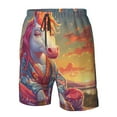 thumbnail image 6 of Uemuo Meditating Cute Horse Pattern Men's Swim Trunks Hawaiian Beach Bathing Suit Swimsuits Beach Quick-Dry Shorts with Pockets-Large, 6 of 9