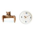 thumbnail image 1 of Soporte de papel higiénico creativo y moderno con forma de búho, reloj de pared, organizador de toallas, dibujos animados, fácil instalación, silencio, 1 of 8