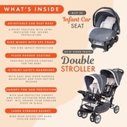 Baby Trend Double Stroller & 2 Ally 35 Infant Car Seat Combo Set, Magnolia