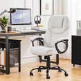 thumbnail image 3 of Topeakmart Ergonomic Faux Leather Office Chair High Back with Swivel Seat, White, 3 of 11