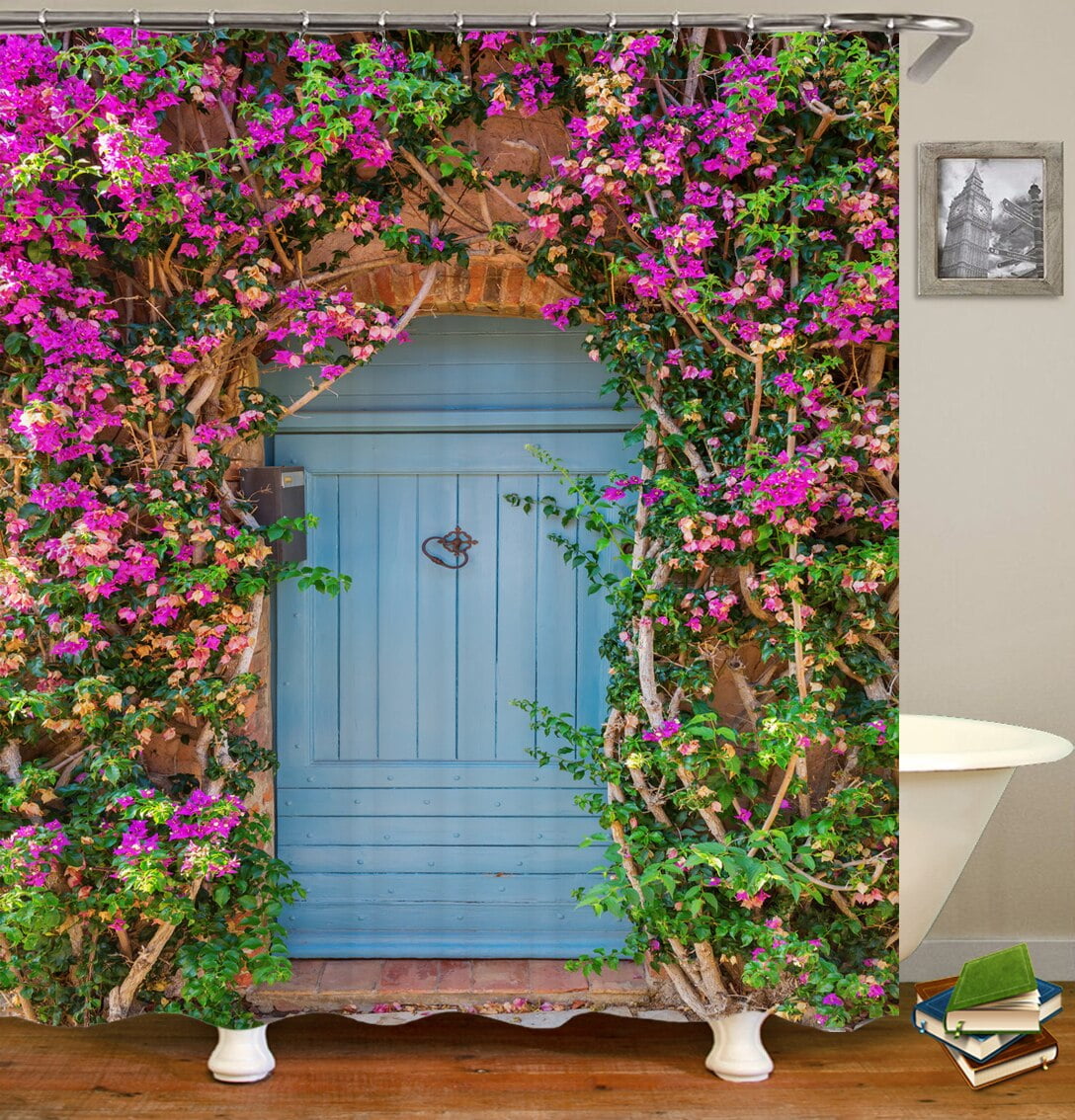 3D Printing Bathroom Curtains Garden Flowers Rural landscape Waterproof