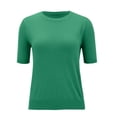 thumbnail image 3 of Holzkary Womens Lightweight Slim Fit Cropped Short Sleeve Sweater Spring 2025 Outfits Crewneck Thin Sheer Knit T-Shirt Top Mint Green M, 3 of 4