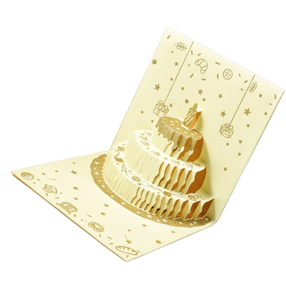 Happy Birthday Card 3D Cake Greeting Card Birthday Greeting Cards with Envelope for Women Men Kid Adult Anniversaries