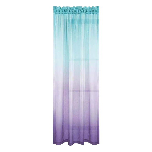 Giyblacko Blackout Curtains Gradient Color Tulle Door Window Curtain Drape Panel Sheer Scarf Valances 1PC