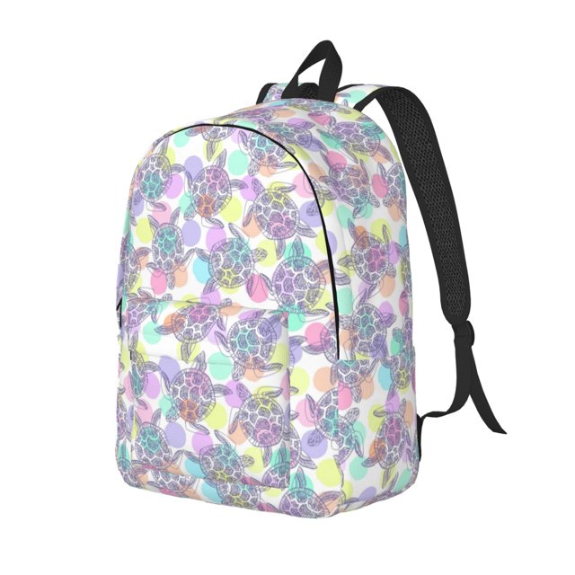 Disketp Sea Turtles print Canvas Backpack Lightweight Travel Daypack Student Rucksack Laptop Backpack-Medium
