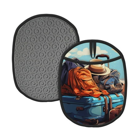 

Lukts Colorful Travel Luggage Gear Print Silicone Pot Mat Mitten With Hanging Loop Heat Resistant Oven Mitts Non-Slip Bbq Baking Smoking Potholders