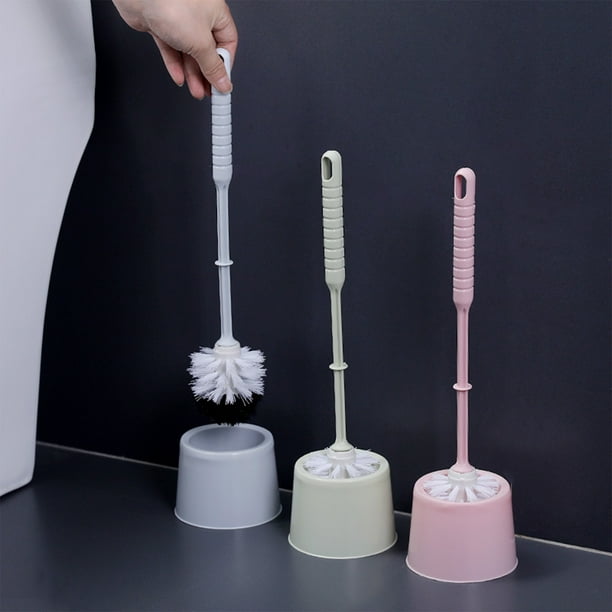 Juego de escobilla de baño compacta, herramienta de limpieza para baño, diseño compacto, mango de acero inoxidable, para uso doméstico, limpieza higiénica, artículos esenciales para el baño moderno.