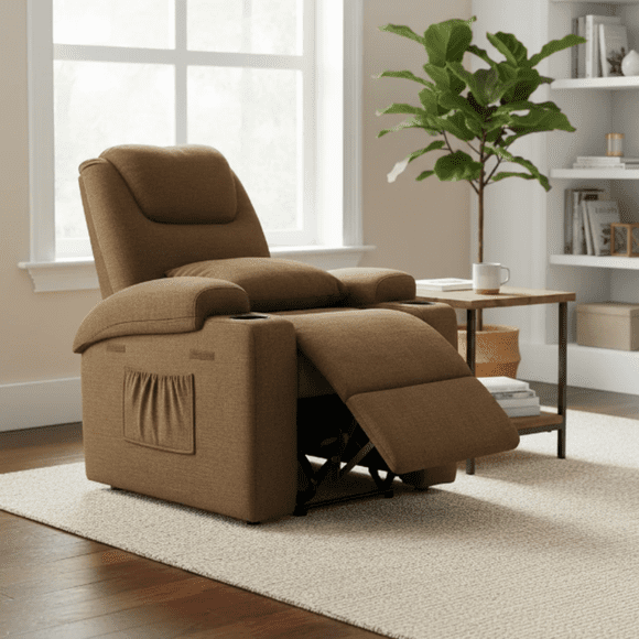 Sillón Reclinable con calentador y masajeador color Café