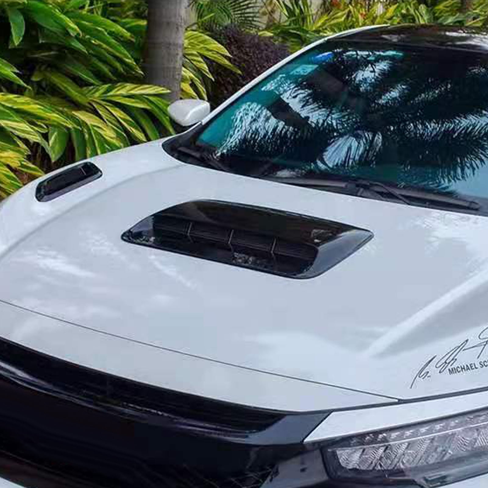 Walbest Universal Car Decorative Air Flow Intake Hood Scoop Vent Turbo Bonnet Cover Carbon Friber