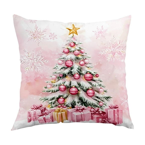 REZUOFI 2 PCS Christmas Pillow Cover Santa Claus Snowman Tree Print Short Plush Decorative Cushion Case for Sofa Bed Living Room Bedroom Home Decor