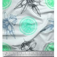thumbnail image 1 of Soimoi Green Heavy Canvas Fabric Lemon Slice & Floral Printed Fabric 1 Yard 58 Inch Wide, 1 of 3