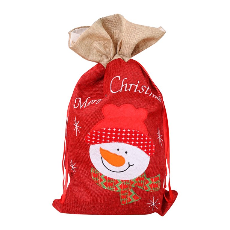 Santa Pattern Candy Organizer Christmas Gift Bag Diy Burlap Linen Party  Supplies 1pc For Home New Year 2023 Presents