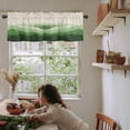 thumbnail image 6 of Hokiten Rod Pocket Curtain Valance, Green Beige Ombre Farmhouse Window Valance for Living Room, Bedroom, Kitchen Minimalist Ocean Waves Linen 60"W x 18"L, 6 of 8