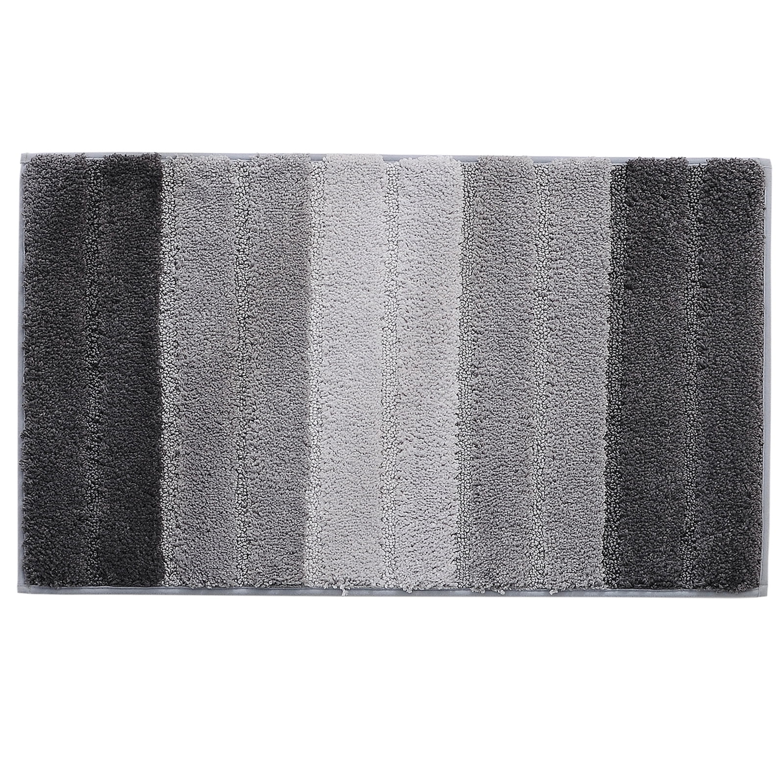 Striped Bathroom Rug Gradient Bath Mat Non-Slip Door Mats Soft Shaggy Thick Bath Rugs Absorbent machine washable Floor Mats for Bath Room, Toilet, Bedroom, Kitchen，20''x 32''，Gray