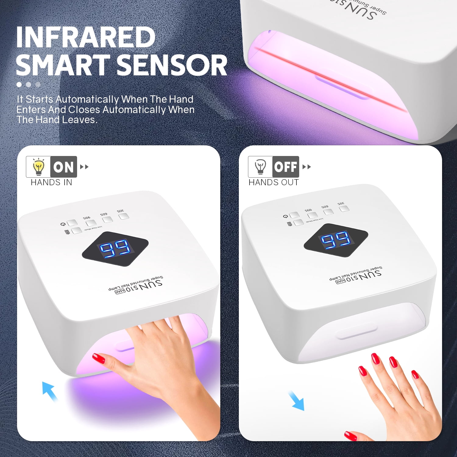 UV LED Nail Lamp 120W Rechargeable – Professional Gel Nail Dryer with 30 Beads, LCD Display, Auto Sensor & 3 Timers for Acrylic & Gel Polish, Salon-Quality Home Manicure