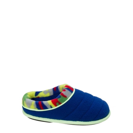 DF by Dearfoams Boys' Quilted Clog with Glow Slippers
