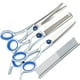 thumbnail image 1 of Kit de tijeras de peluquería canina de acero inoxidable, cómodas tijeras de peluquería profesionales 6 en 1 con tornillo ajustable para mascotas., 1 of 12