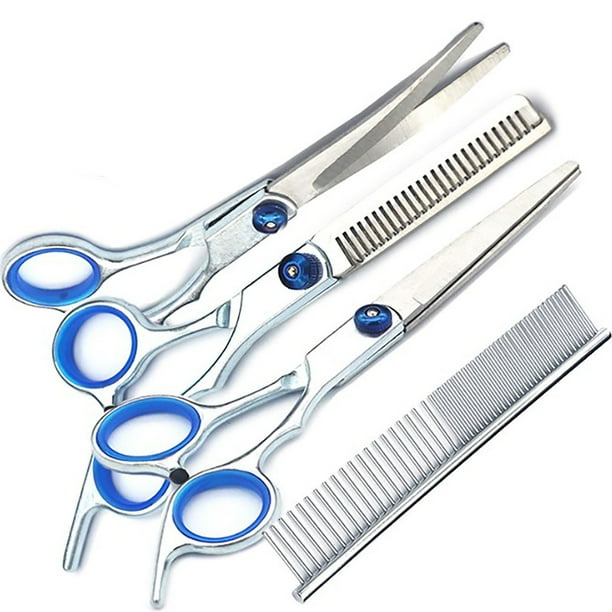Kit de tijeras de peluquería canina de acero inoxidable, cómodas tijeras de peluquería profesionales 6 en 1 con tornillo ajustable para mascotas.