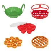Instant Pot 5 Piece Silicone Accessory Set - Includes Roasting Rack, Egg Rack, Steamer Basket, Bakeware Sling, Egg Bite Mold with Lid - Ovenware & Kitchen Essentials for Home Cooks & Holiday Cookware
