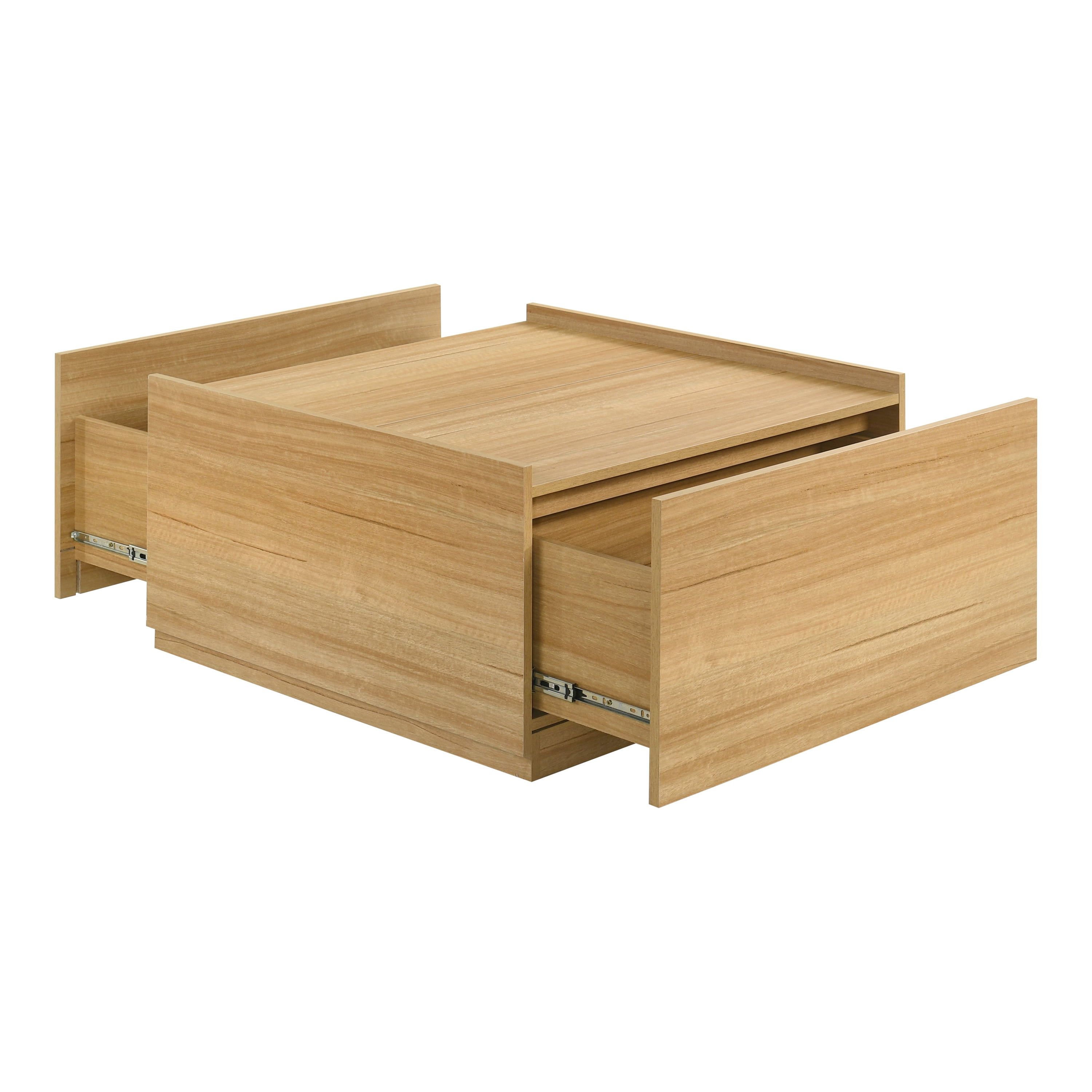 Furniture of America Afra Modern Wood 2-Drawer Square Storage Coffee Table, Natural