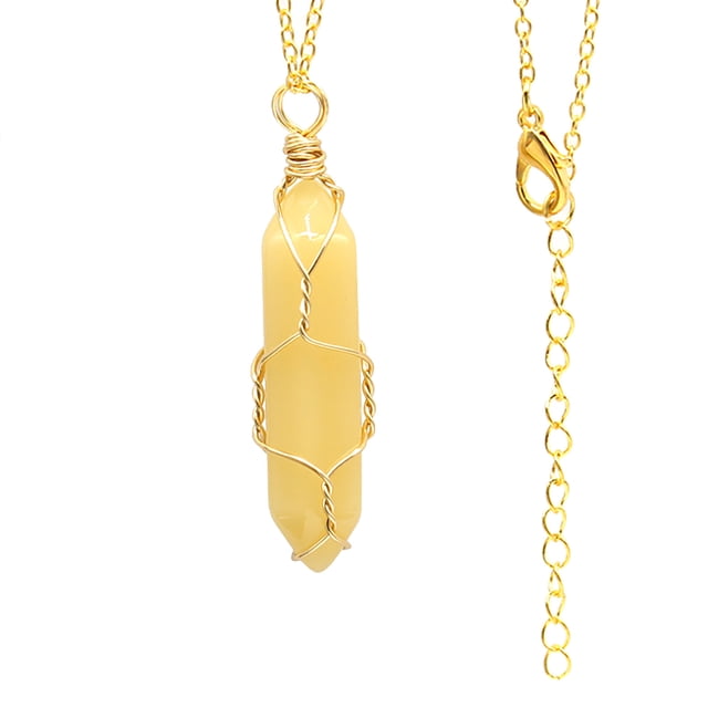Colgante de cristal de Chakra, piedra de cuarzo de piedras preciosas naturales puntiagudas hexagonales para collar Wmkox8yii fajkfhkj582