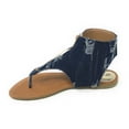 thumbnail image 3 of Victoria K Women's Distress Denim Zip Front Sandals, 3 of 3