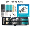 thumbnail image 1 of LNGOOR 50pcs Drawing Set Sketch Kit With 3-color 60-sheet Sketchbook  Graphite Pencils  Charcoal Pencils And Various Accessories For Artists  Adults  Beginners  Etc., 1 of 7