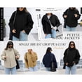 thumbnail image 6 of Womens Loose Crop Pea Coat Wool Blend Short Overcoat Casual Stand Collar Winter Outerwear, 6 of 7