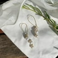 thumbnail image 3 of [Silver 925] Dainty Line Tiered Pearl Earrings, 3 of 6