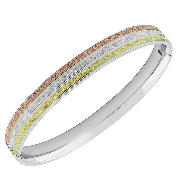 Stainless Steel Multicolor Multi-Tone Glitter Bangle Bracelet