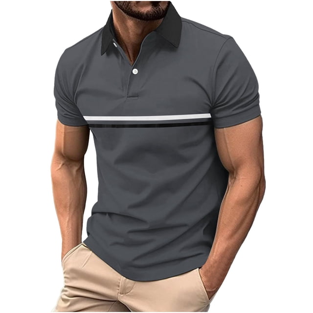 Fankiway Cardigan à Boutons pour Homme à Manches Courtes, Col à Revers, Chemise de Sport à Empiècements, Chemise de Base, Chemises pour Hommes à Manches Courtes, Chemise Décontractée à Col à Revers