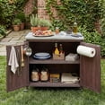 thumbnail image 3 of S-HOME Outdoor Kitchen Island With Side Shelf And Storage Cabinet Stainless Steel Top And 4 Wheels For Easy Mobility, 3 of 15
