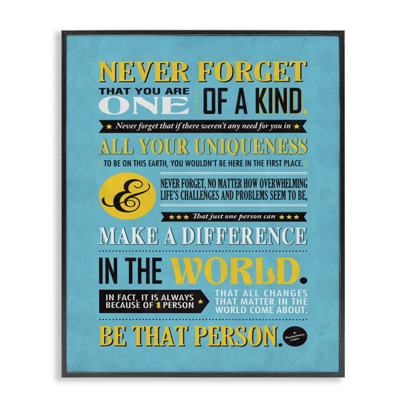 Stupell Industries Eclectic One Of A Kind Inspirational Yellow Blue Design Black Framed Giclee Art, 11 x 14, by Estera Kecek