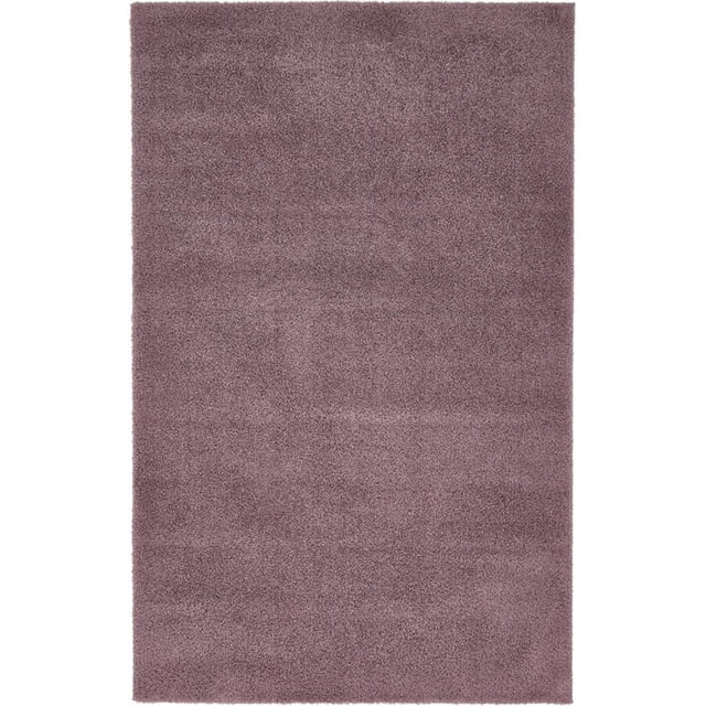 Unique Loom Tapis Moderne Urbain Studio Shag Solide 5' x 8' Rectangle Mauve