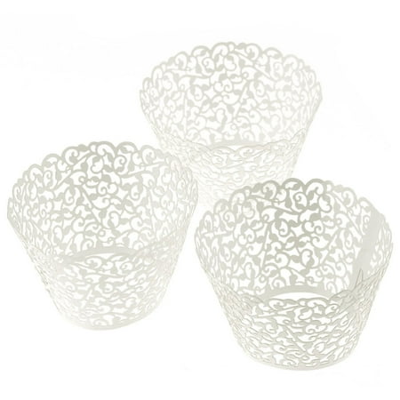 Laser Cut Cupcake Holders - 120 Pieces White Vine Filigree Laser Cut Lace Cupcake Wrapper Wraps Liner Wedding Cake Wraps Party Cake Decoartion