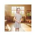 thumbnail image 4 of Sunny Fashion Girls Polka Dot Dresses Short Sleeve V-Neck Knee Length White With Black Dots Retro Casual Summer Daily 4 Years, 4 of 7