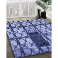 thumbnail image 3 of Ahgly Company Machine Washable Indoor Round Transitional Jeans Blue Area Rugs, 3' Round, 3 of 7