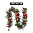 thumbnail image 3 of 9 ft Pre-lit Garland, Battery Operated Garland with 40 LED Lights, Ball Ornaments, Bow and Candy Cane, 3 of 9