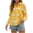 thumbnail image 1 of Pompotops Mode Blouse Élastique Confortable à Manches Longues Col Rabattu Boutons Décontractée Chemises Liquidation, 1 of 6