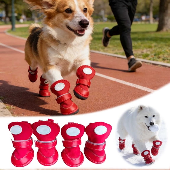 EcoNest Breathable Reflective Shoes Boots For Small/Medium Dogs 4 Pack Protectors With Adjustable Straps For Outdoor Walks Hot Pavement & Rainy Days (5 Sizes)