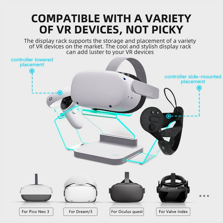 VR Stand with LED Light for Oculus Quest 2 Display Holder for Headest Controller Acrylic Charging Station
