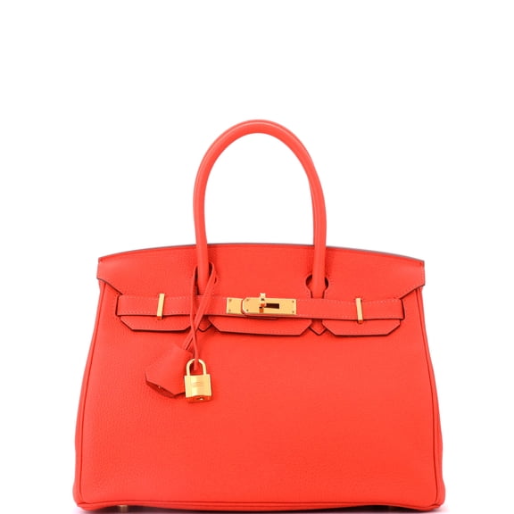Pre-Owned Birkin Handbag Capucine Togo with Gold Hardware 30 By Rebag