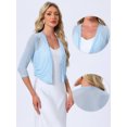 thumbnail image 2 of DARING DIVA Women's Elegant 3/4 Sleeve Mesh Sheer Cardigan Evening Shrug L Light Blue, 2 of 5
