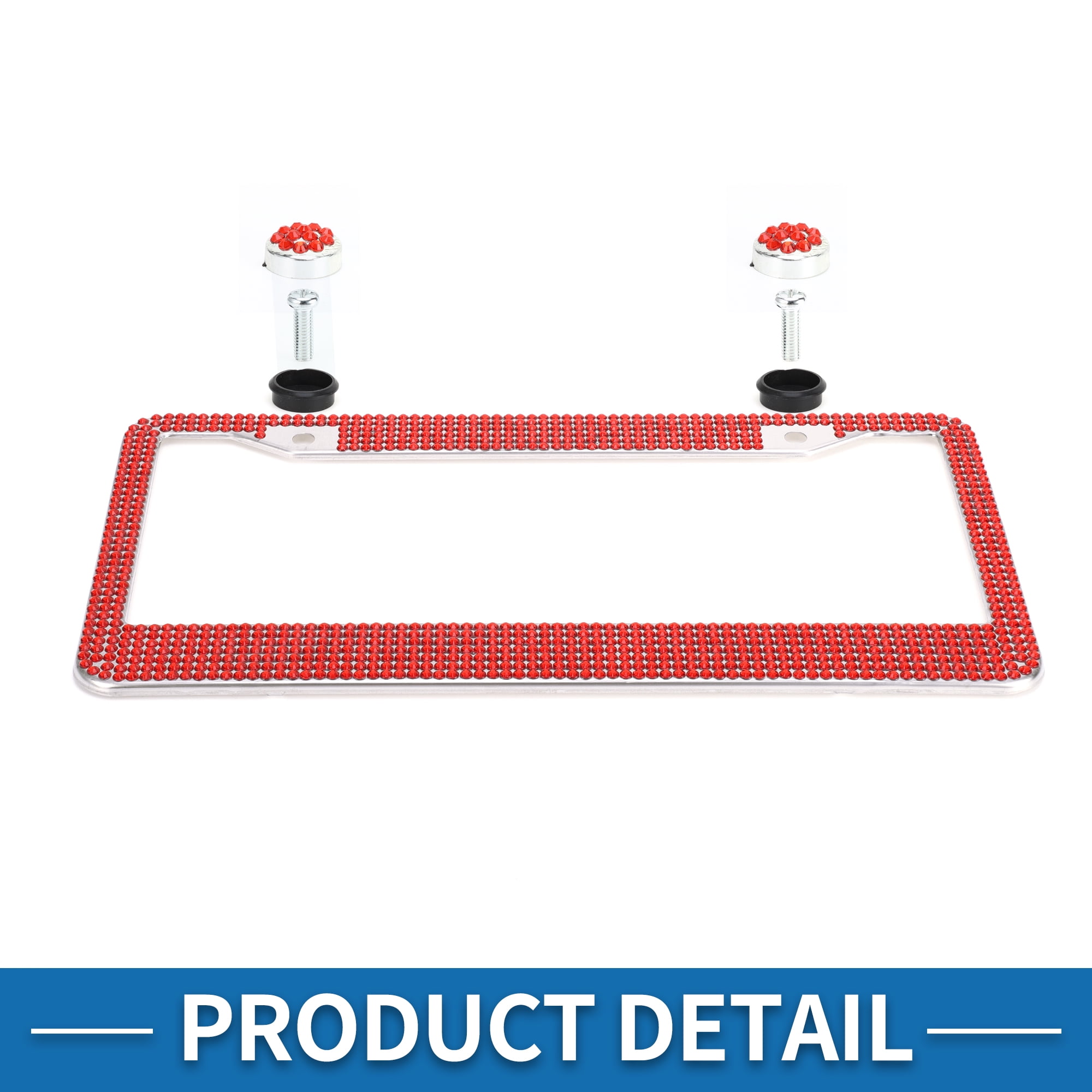 Unique Bargains Stainless Steel License Plate Holder with Round Holes Red