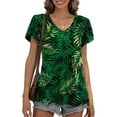 thumbnail image 3 of QINCAO Womens Summer Casual Tops Loose Fit Tunic Blouses Petal Sleeve V Neck Shirts, 3 of 6