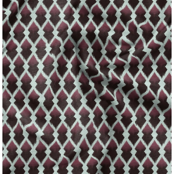 Soimoi Red Fabric - By the Yard - 42 Inch Wide - Diamond Grid Geometric Material - Elegant and Minimalist Patterns for Various Uses Printed Fabric