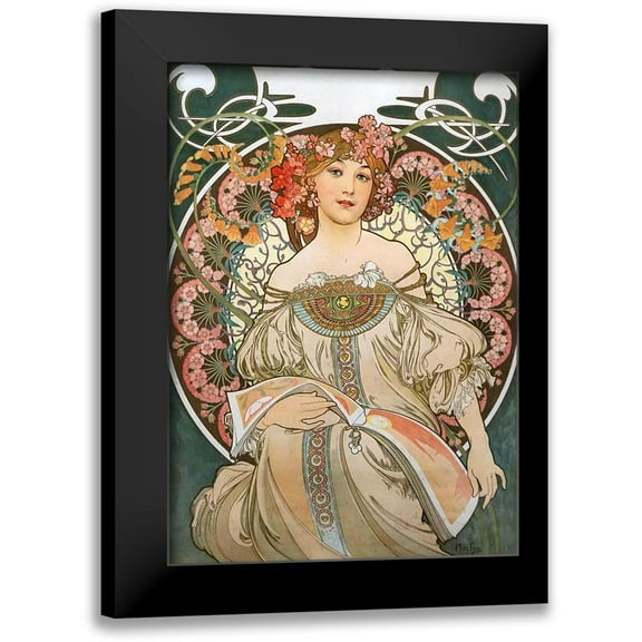 Mucha, Alphonse 11x14 Black Modern Framed Museum Art Print Titled - Reverie
